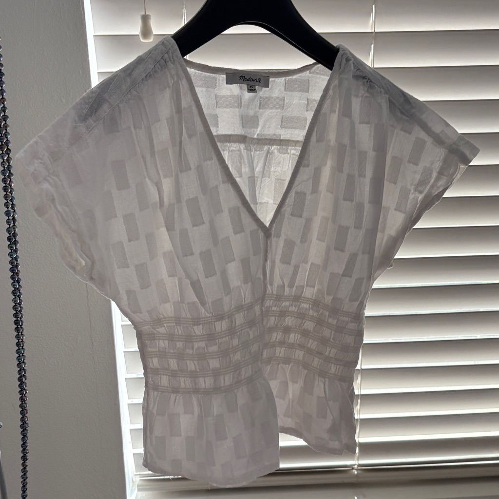 Madewell White Textured Blouse